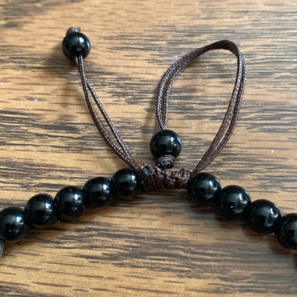 Glass Bead Agate Stone Sliding Knot Clasp Bracelet - Picture 4 of 5